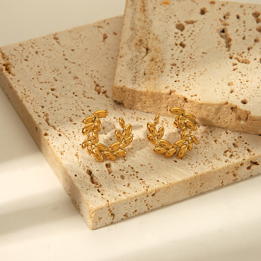 Edelstahl 304 18 Karat Vergoldet Einfacher Stil Klassischer Stil Pendeln Überzug Korn Ohrringe Halskette display picture 5