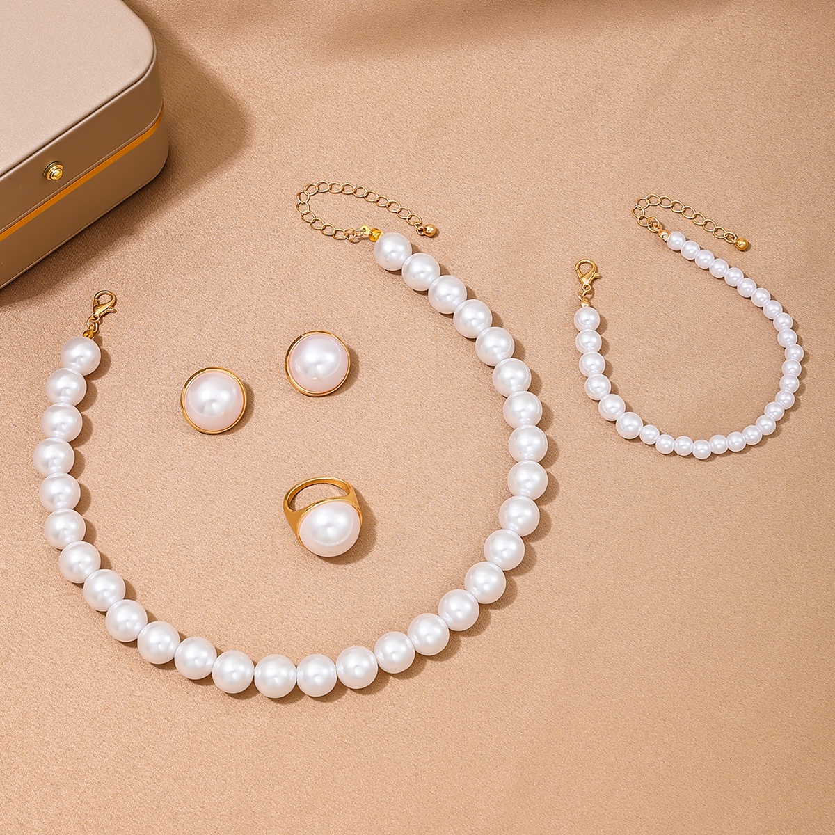 Simple Style Classic Style Round Artificial Pearls Alloy Plastic Wholesale Jewelry Set display picture 3