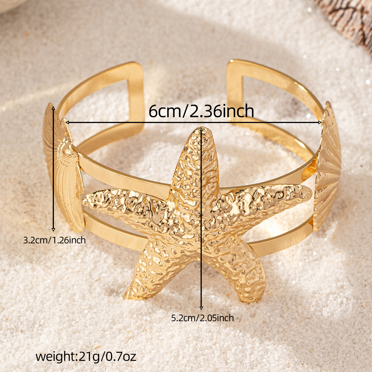 Wholesale Jewelry IG Style Beach Starfish Shell Alloy Bangle display picture 3