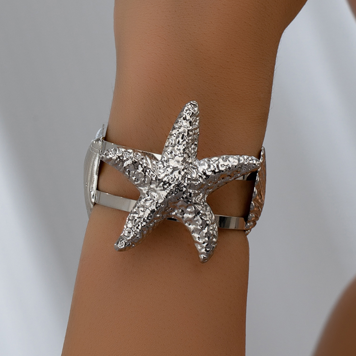 Wholesale Jewelry IG Style Beach Starfish Shell Alloy Bangle display picture 6