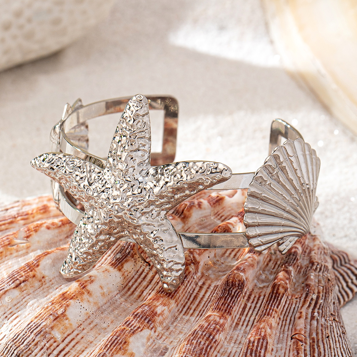 Wholesale Jewelry IG Style Beach Starfish Shell Alloy Bangle display picture 7
