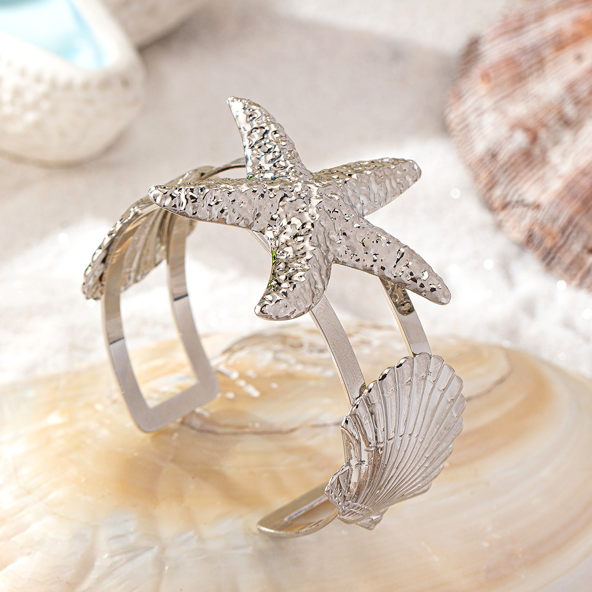 Wholesale Jewelry IG Style Beach Starfish Shell Alloy Bangle display picture 8
