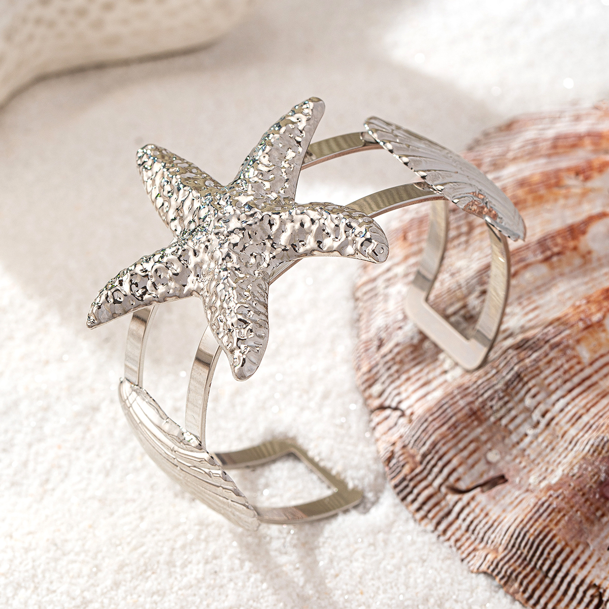 Wholesale Jewelry IG Style Beach Starfish Shell Alloy Bangle display picture 10