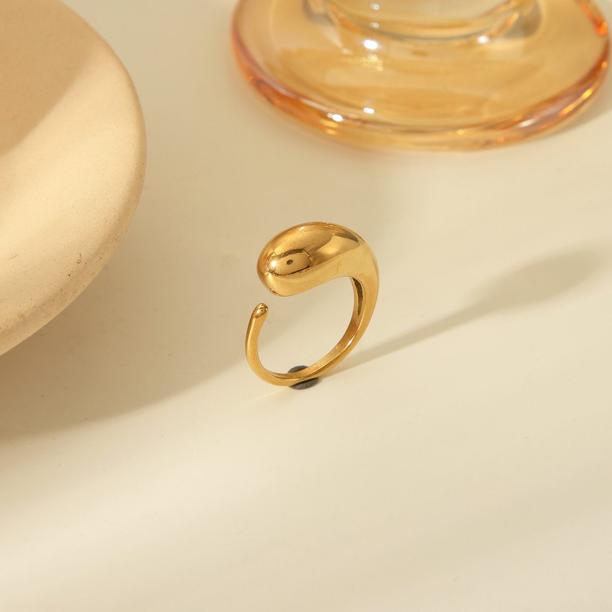 Edelstahl 304 18 Karat Vergoldet Basic Einfacher Stil Pendeln Überzug Einfarbig Offener Ring display picture 1