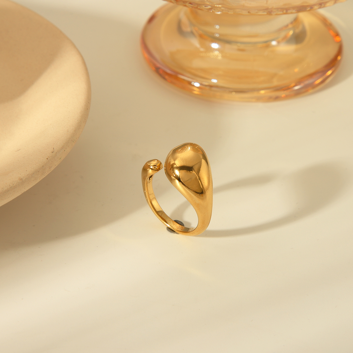 Edelstahl 304 18 Karat Vergoldet Basic Einfacher Stil Pendeln Überzug Einfarbig Offener Ring display picture 2