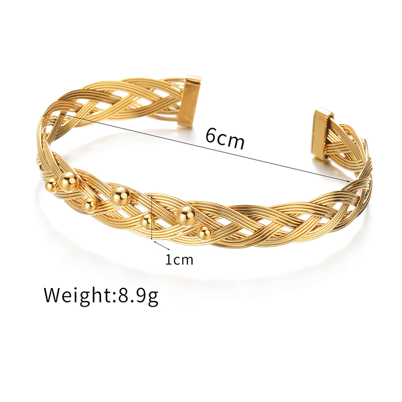 Vintage Style Commute Solid Color 201 Stainless Steel 304 Stainless Steel 18K Gold Plated Bangle In Bulk display picture 4