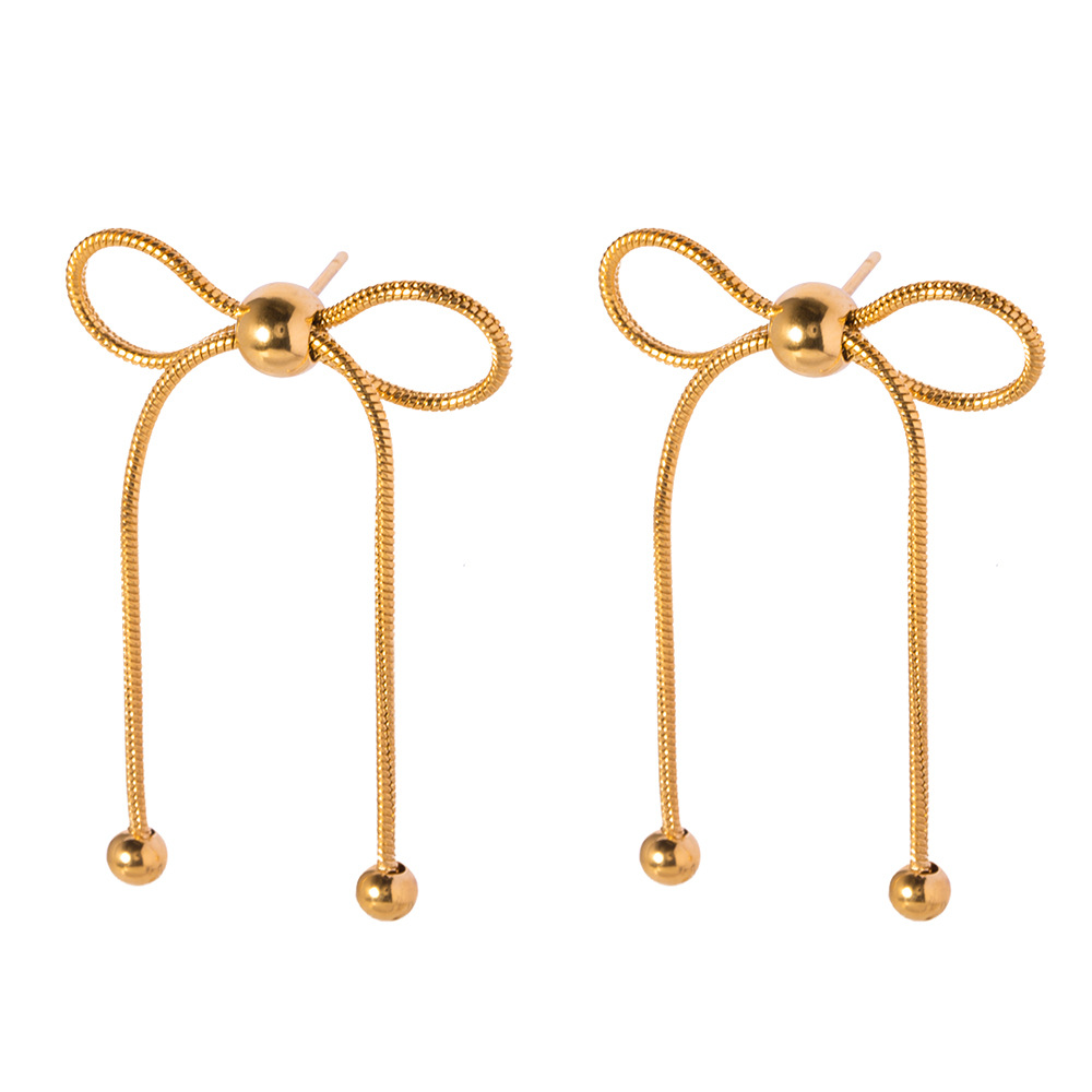 1 Pair Basic Sweet Commute Bow Knot Plating 304 Stainless Steel 18K Gold Plated Ear Studs display picture 3