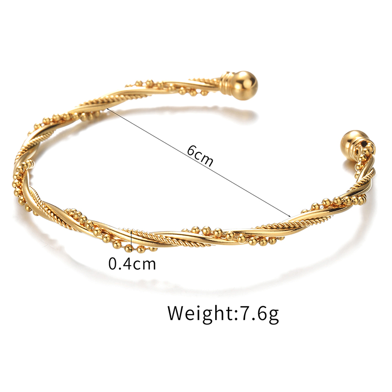 Retro French Style Solid Color 201 Stainless Steel 304 Stainless Steel 18K Gold Plated Bangle In Bulk display picture 4