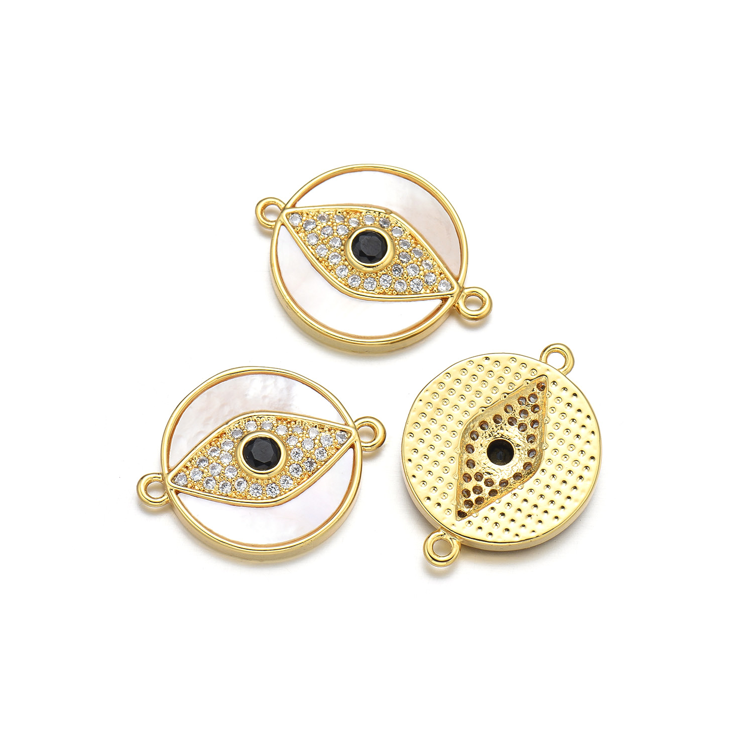1 Piece 20*15mm 20*17mm 22*14mm Copper Shell Zircon 18K Gold Plated Palm Eye Polished Pendant display picture 4