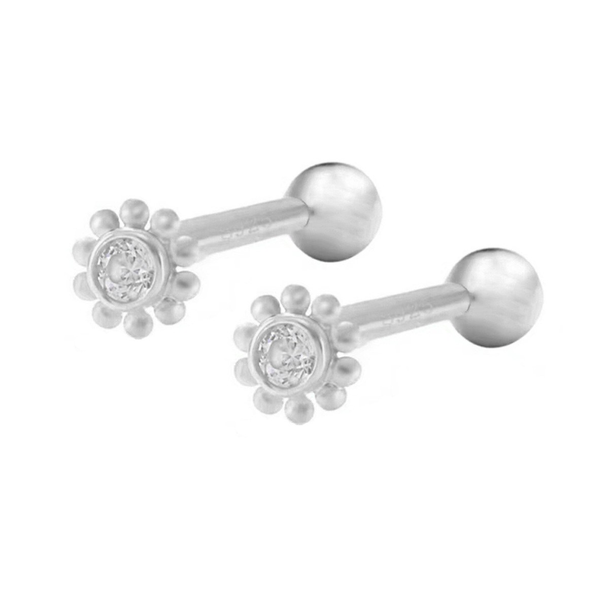 1 Pair Vintage Style Simple Style Roman Style Flower Petal Inlay Sterling Silver Zircon White Gold Plated Gold Plated Ear Studs display picture 8