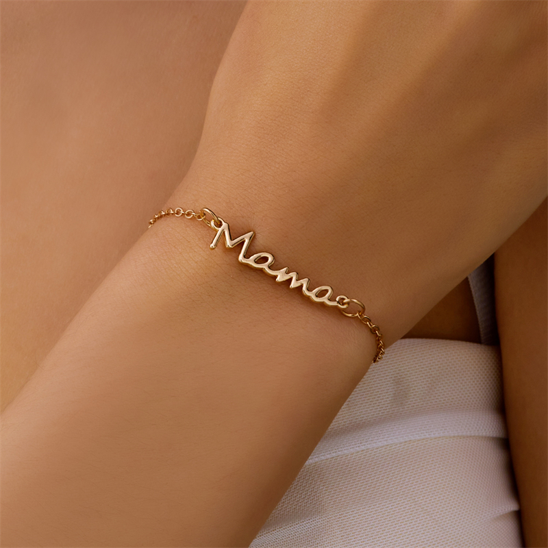 Wholesale Jewelry Elegant MAMA Simple Style Letter Alloy Copper Plating Bracelets display picture 3