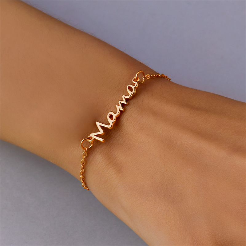 Wholesale Jewelry Elegant MAMA Simple Style Letter Alloy Copper Plating Bracelets display picture 2