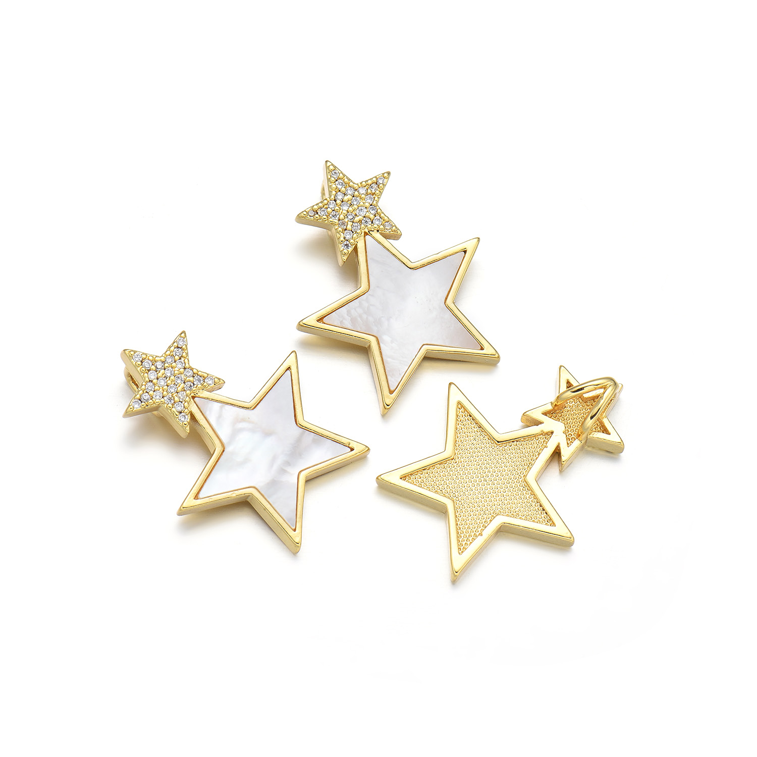 1 Piece 18 * 20mm 21 * 18mm 23 * 25mm Copper Shell Zircon 18K Gold Plated Star Polished Pendant display picture 4