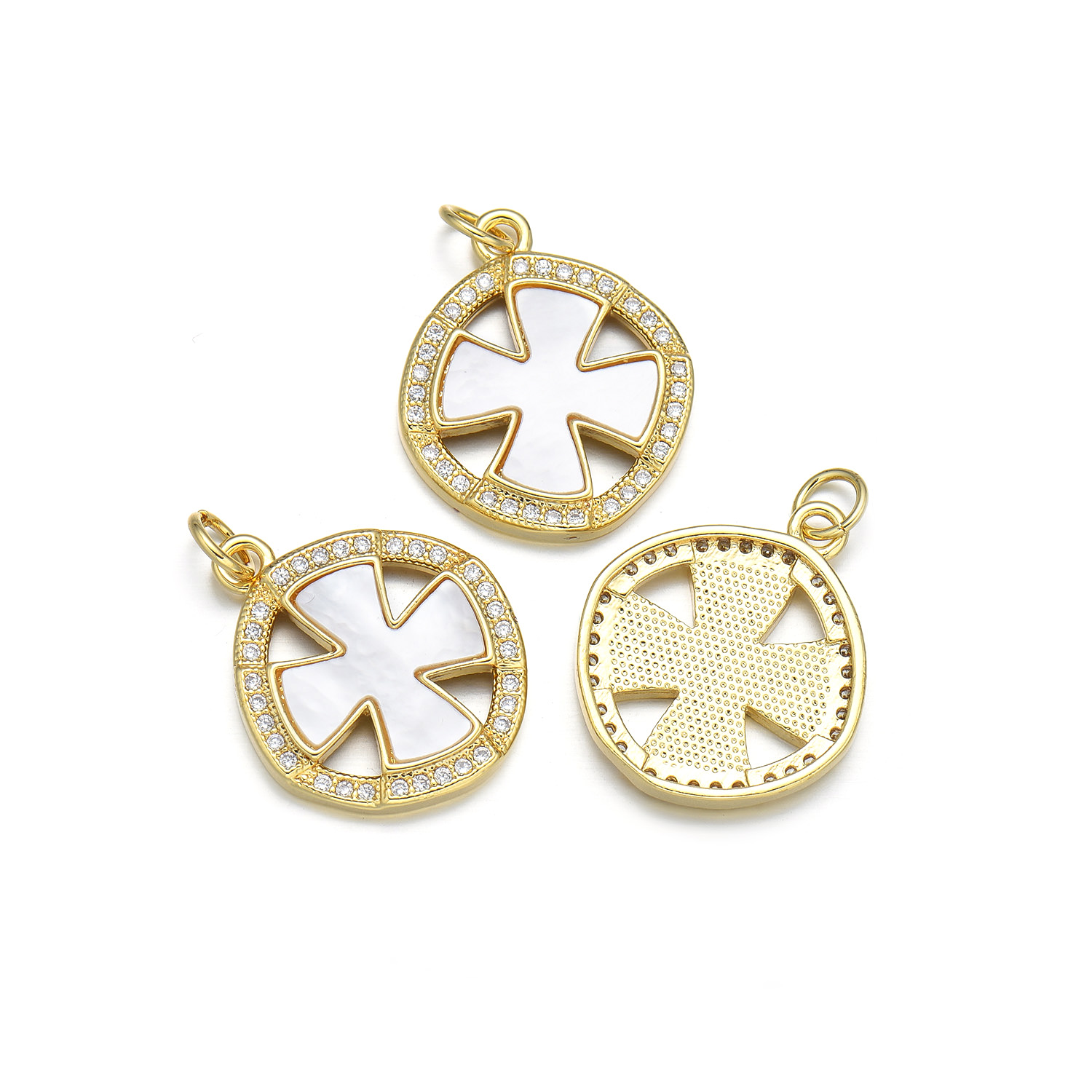 1 Piece 18 * 20mm 21 * 18mm 23 * 25mm Copper Shell Zircon 18K Gold Plated Star Polished Pendant display picture 3