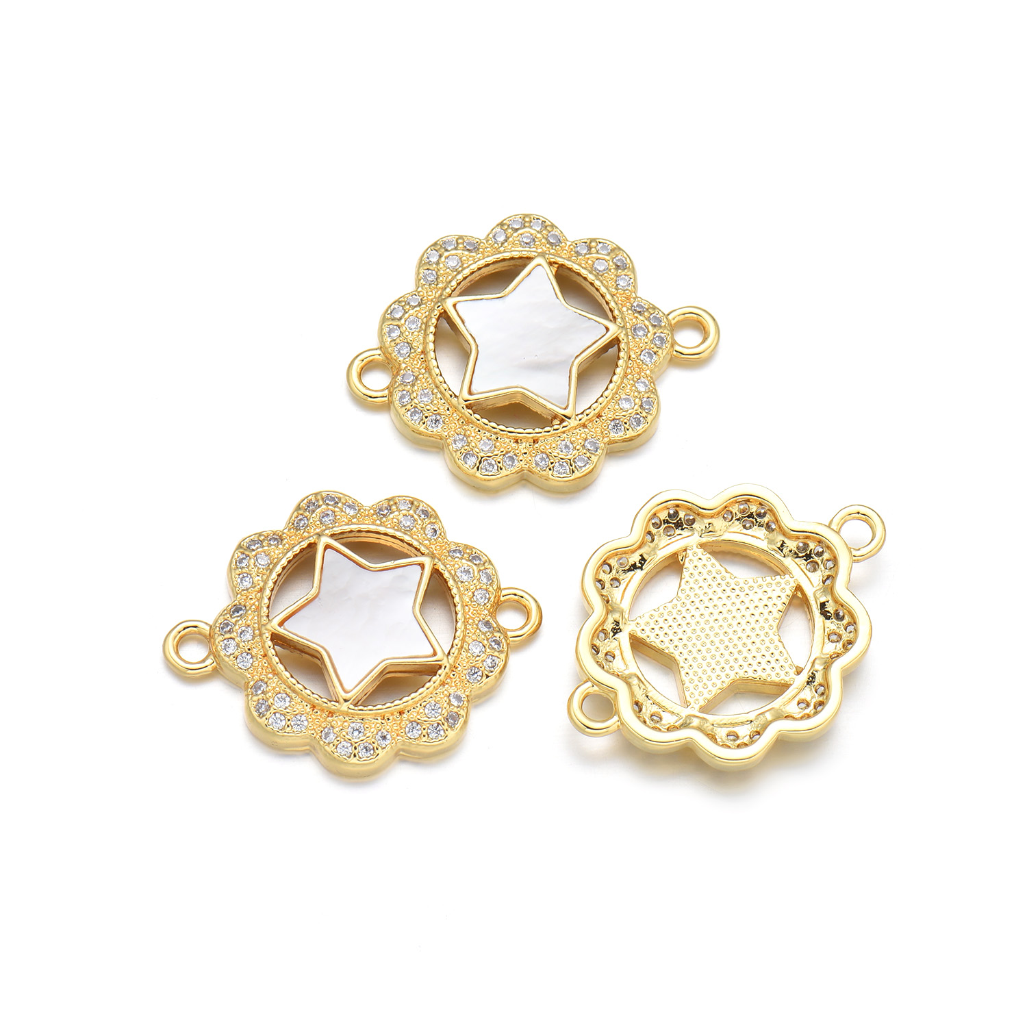 1 Piece 18 * 20mm 21 * 18mm 23 * 25mm Copper Shell Zircon 18K Gold Plated Star Polished Pendant display picture 7