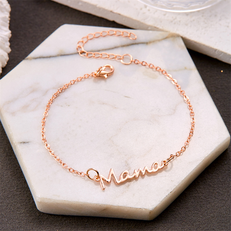 Wholesale Jewelry Elegant MAMA Simple Style Letter Alloy Copper Plating Bracelets display picture 8