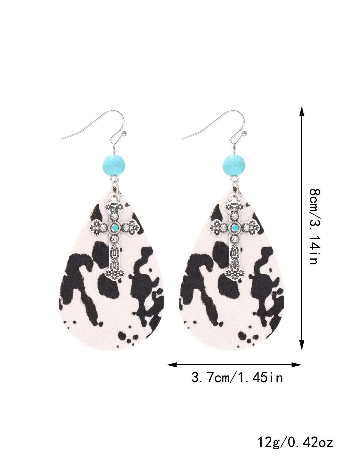1 Pair Casual Pastoral Simple Style Cross Water Droplets Beaded Pu Leather Alloy Drop Earrings display picture 4