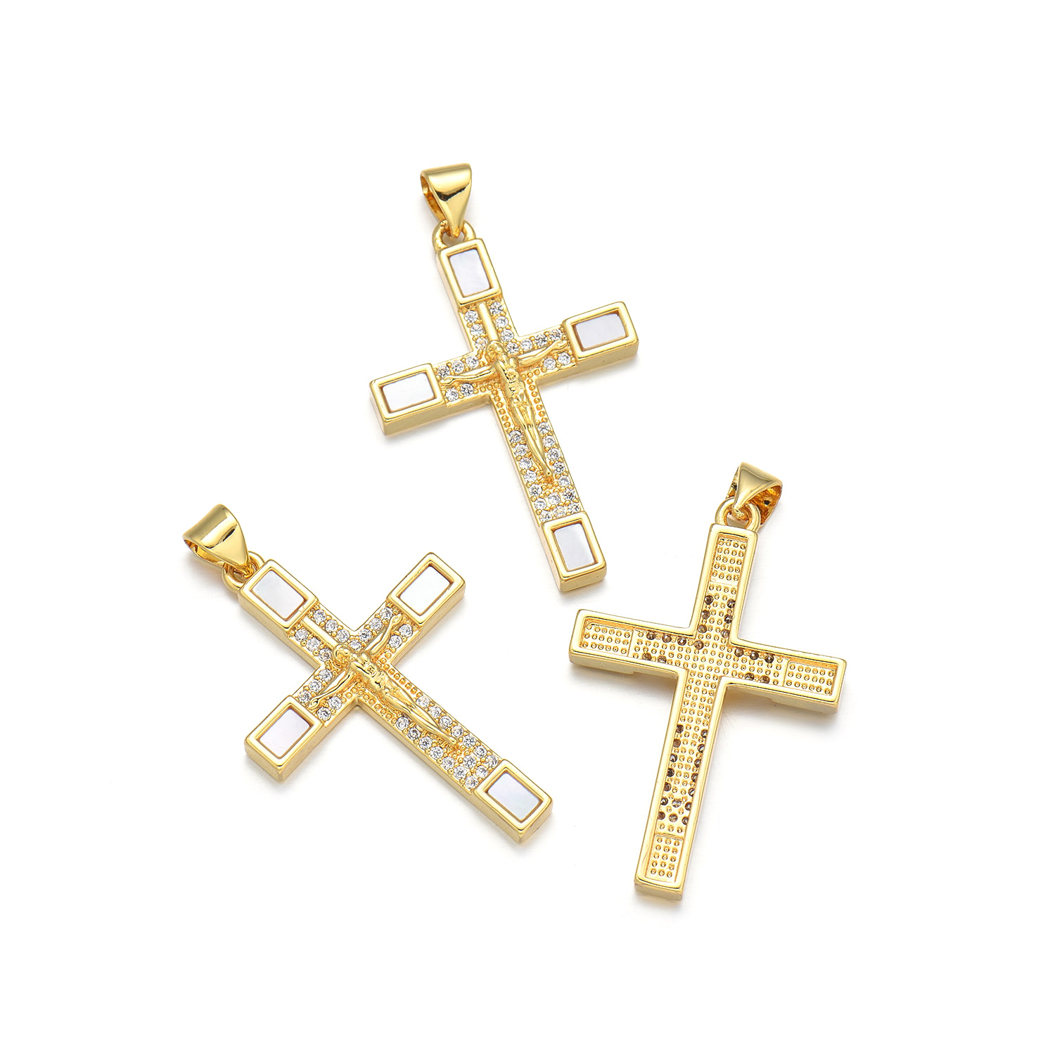 1 Piece 16*24mm 19 * 29mm 22*33mm Copper Shell Zircon 18K Gold Plated Cross Polished Pendant display picture 6