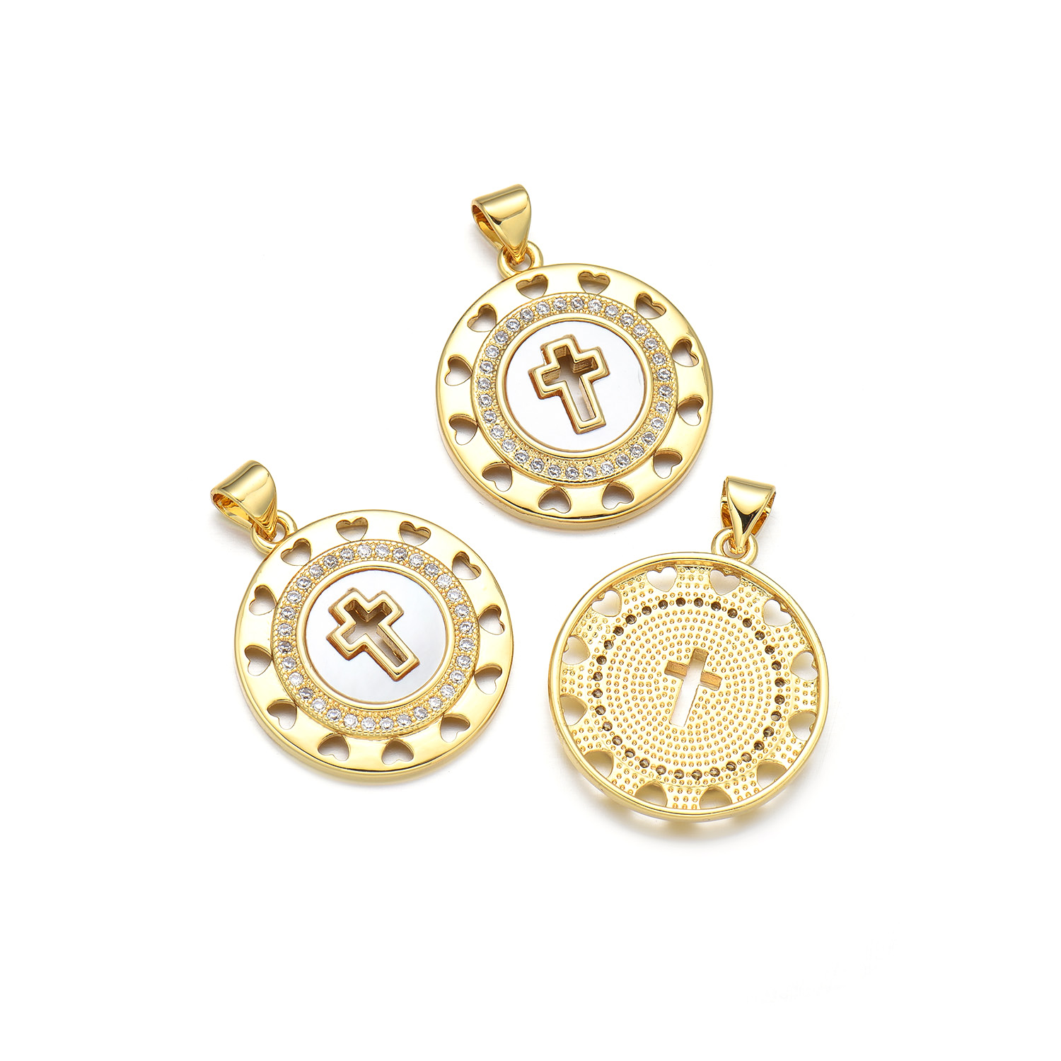 1 Piece 16*24mm 19 * 29mm 22*33mm Copper Shell Zircon 18K Gold Plated Cross Polished Pendant display picture 3
