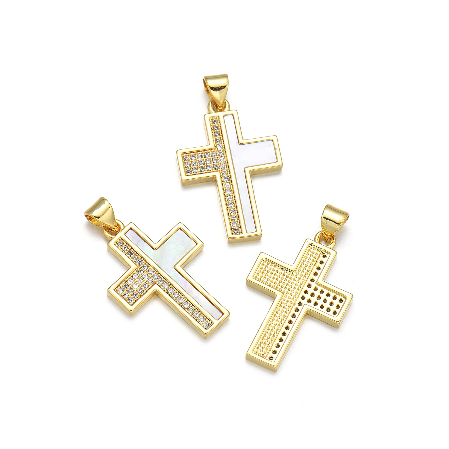 1 Piece 16*24mm 19 * 29mm 22*33mm Copper Shell Zircon 18K Gold Plated Cross Polished Pendant display picture 4