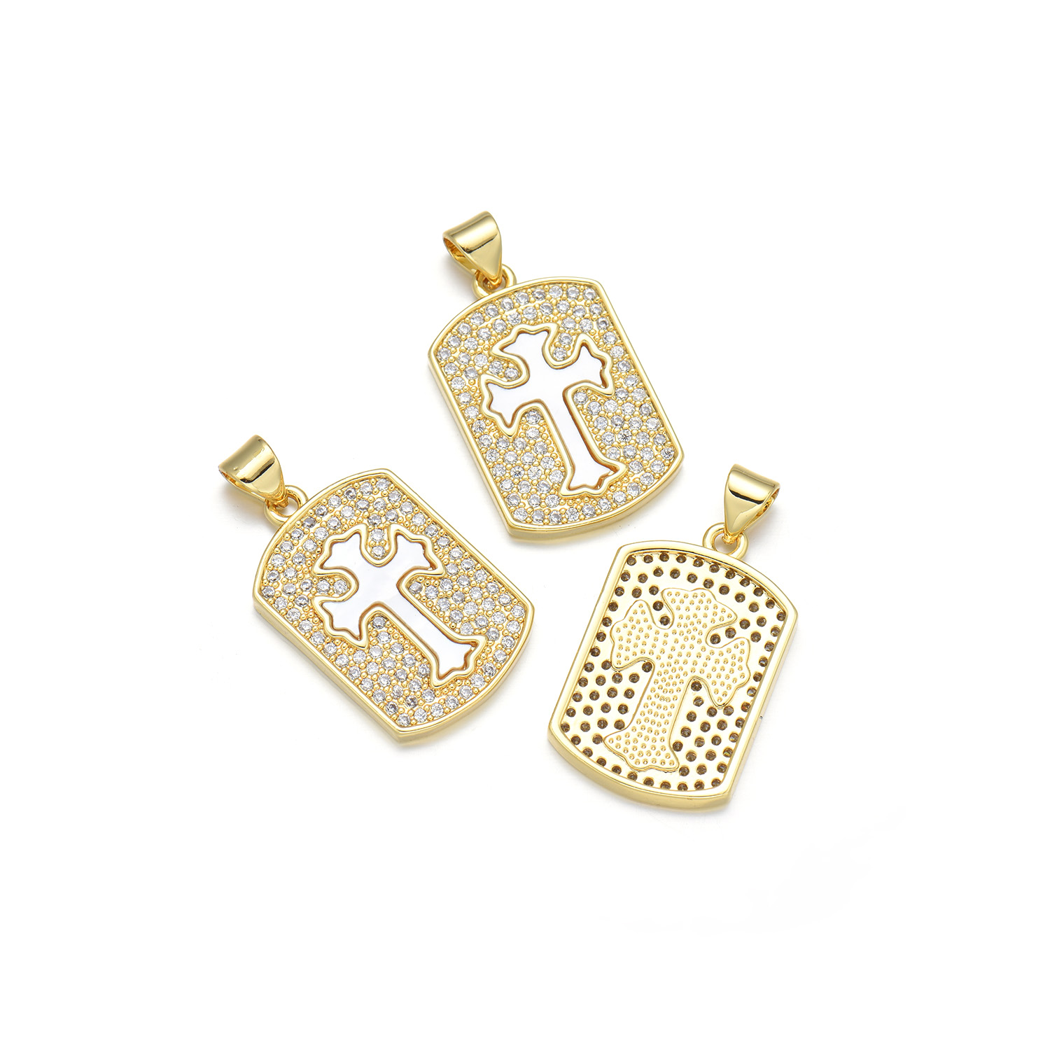 1 Piece 16*24mm 19 * 29mm 22*33mm Copper Shell Zircon 18K Gold Plated Cross Polished Pendant display picture 9