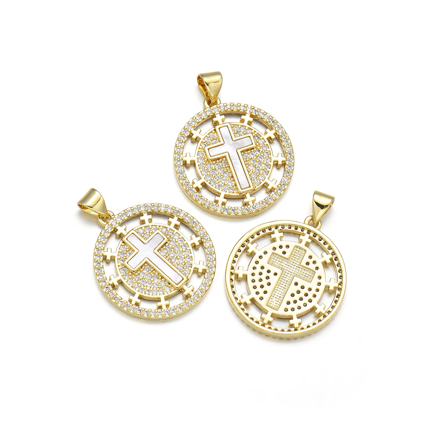 1 Piece 16*24mm 19 * 29mm 22*33mm Copper Shell Zircon 18K Gold Plated Cross Polished Pendant display picture 8