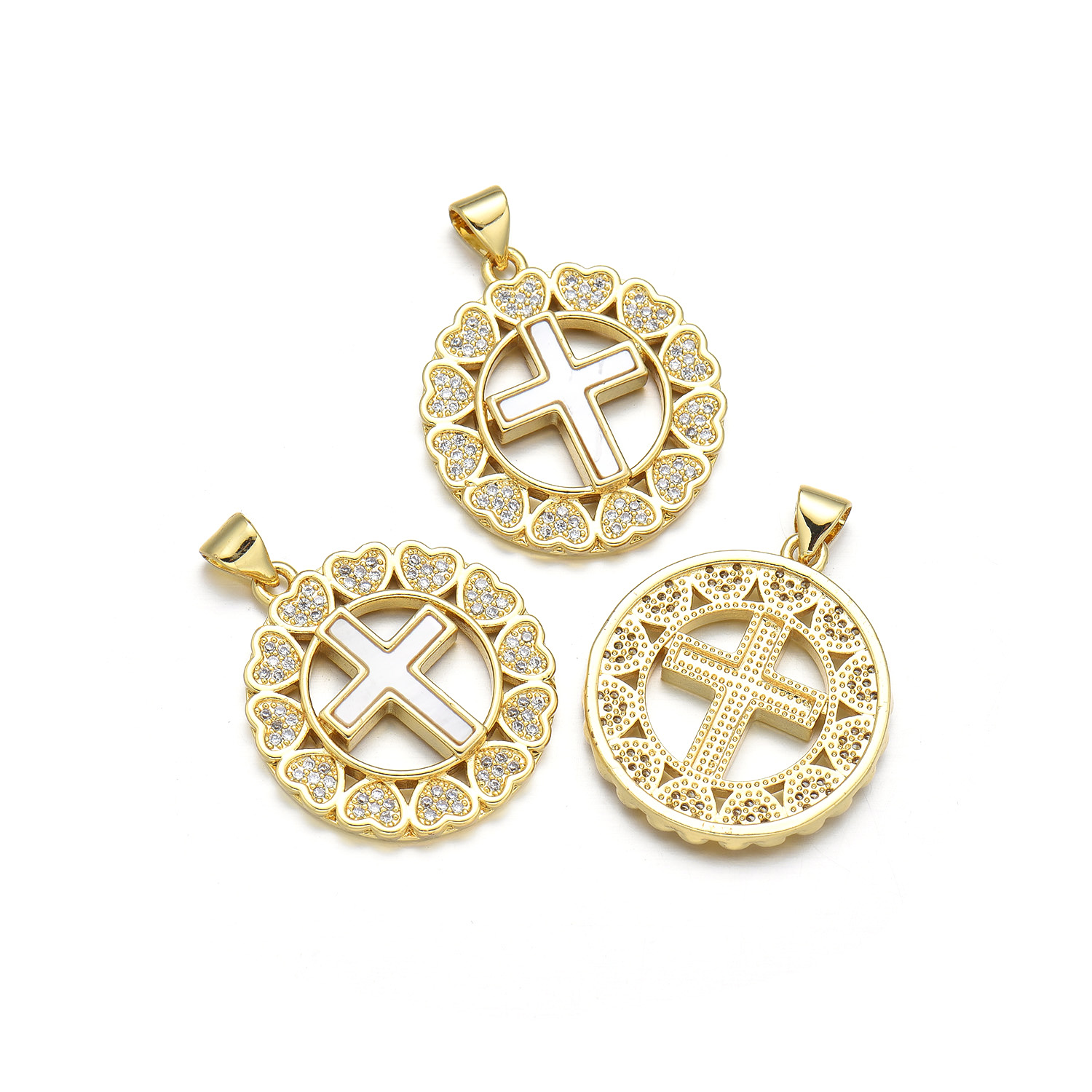 1 Piece 16*24mm 19 * 29mm 22*33mm Copper Shell Zircon 18K Gold Plated Cross Polished Pendant display picture 10