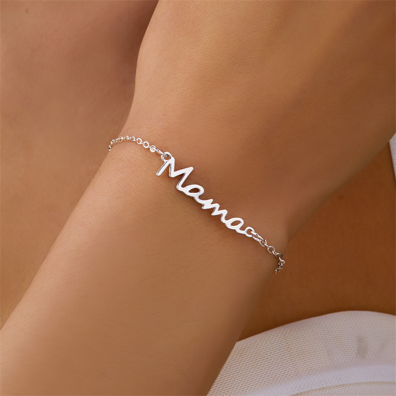 Wholesale Jewelry Elegant MAMA Simple Style Letter Alloy Copper Plating Bracelets display picture 5