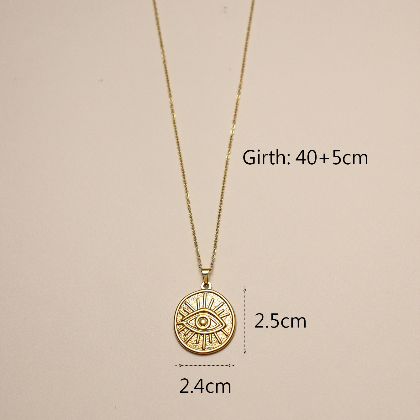 304 Stainless Steel 18K Gold Plated IG Style Inlay Devil's Eye Palm Natural Stone Pendant Necklace display picture 5