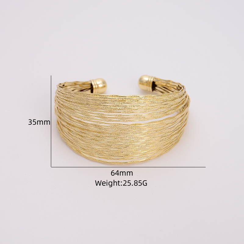 Copper 18K Gold Plated IG Style Vintage Style Exaggerated Criss Cross Stripe Plating Geometric Solid Color Wide Bracelet Bangle display picture 32