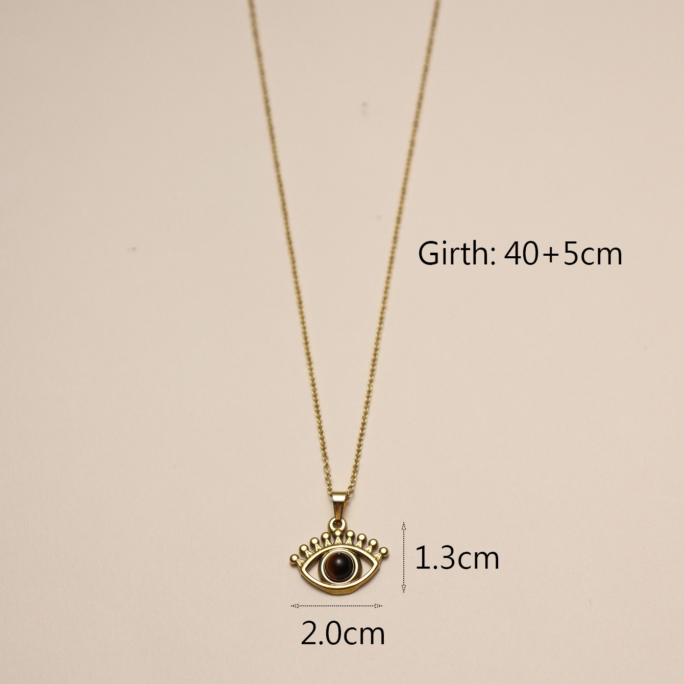 304 Stainless Steel 18K Gold Plated IG Style Inlay Devil's Eye Palm Natural Stone Pendant Necklace display picture 9