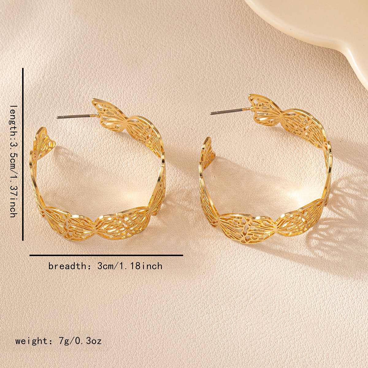 1 Pair IG Style Sweet Korean Style Butterfly Alloy Hoop Earrings display picture 2