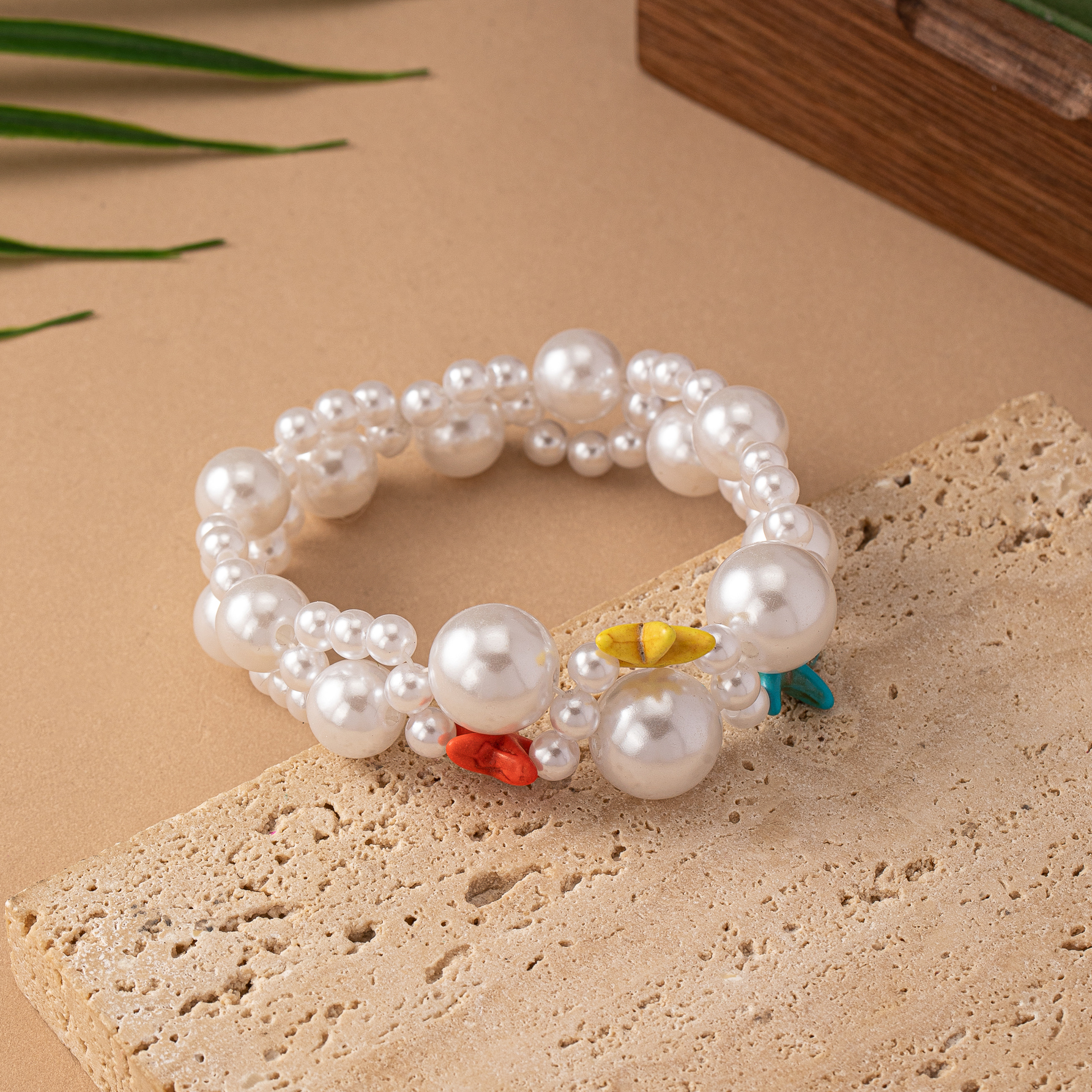 Vacation Beach Starfish Imitation Pearl Plastic Beaded Women's Anklet display picture 5