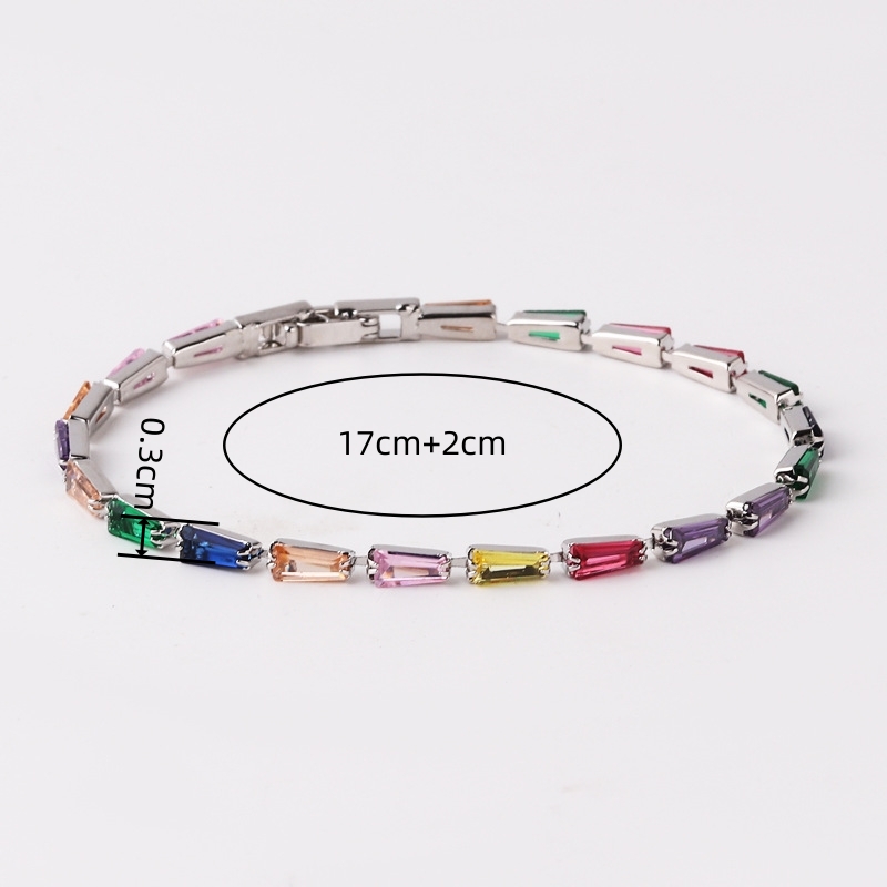 Copper White Gold Plated Gold Plated Elegant Lady Inlay Trapezoid Zircon Bracelets display picture 8