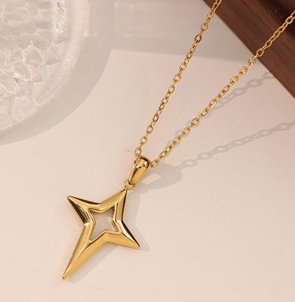304 Stainless Steel Titanium Steel 18K Gold Plated Elegant Simple Style Plating Solid Color Pendant Necklace display picture 2