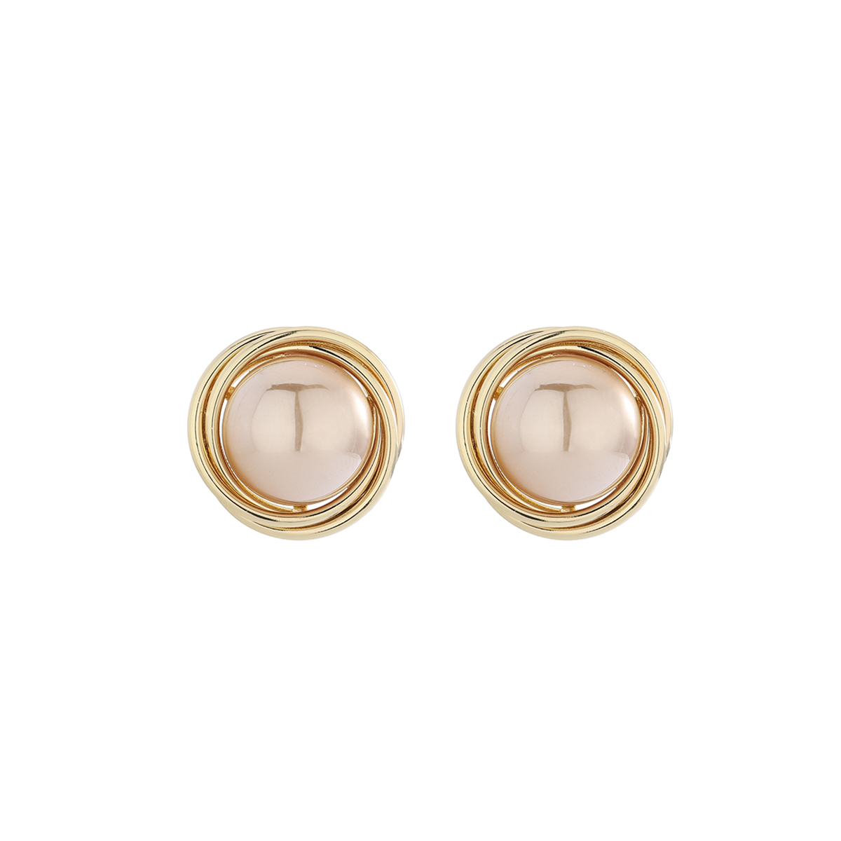 1 Pair Elegant Modern Style Classic Style Solid Color Plating Inlay Copper Artificial Pearls 14K Gold Plated Ear Studs display picture 1