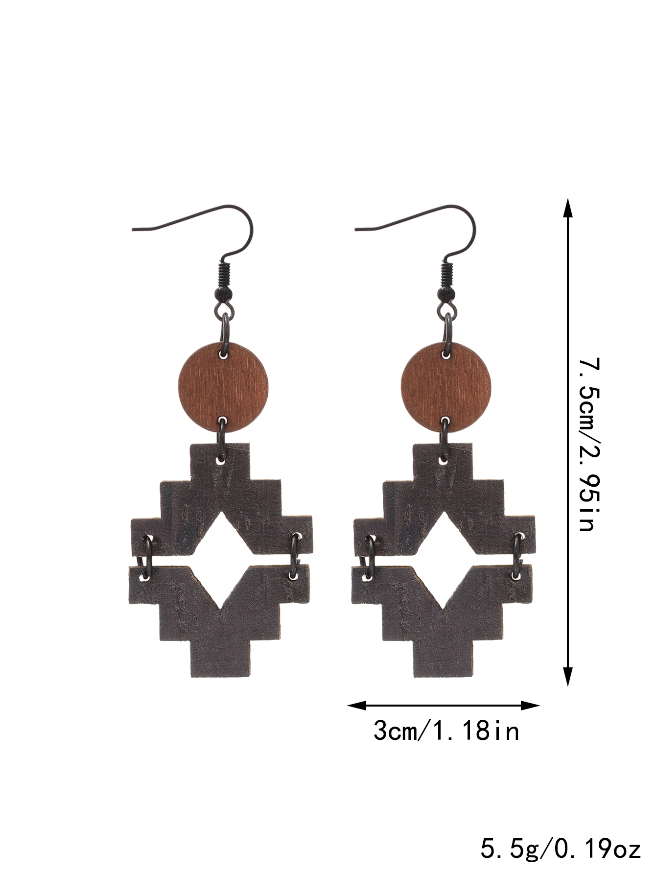 1 Pair Vintage Style Ethnic Style Geometric Patchwork Wood Drop Earrings display picture 6