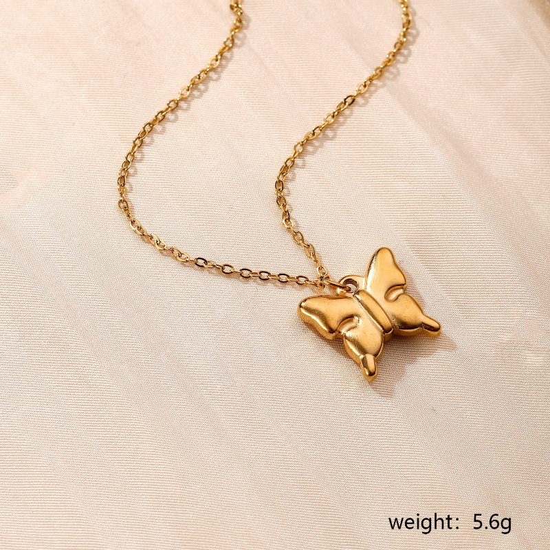 304 Stainless Steel 18K Gold Plated Hawaiian Marine Style Beach Plating Animal Moon Butterfly Pendant Necklace display picture 11