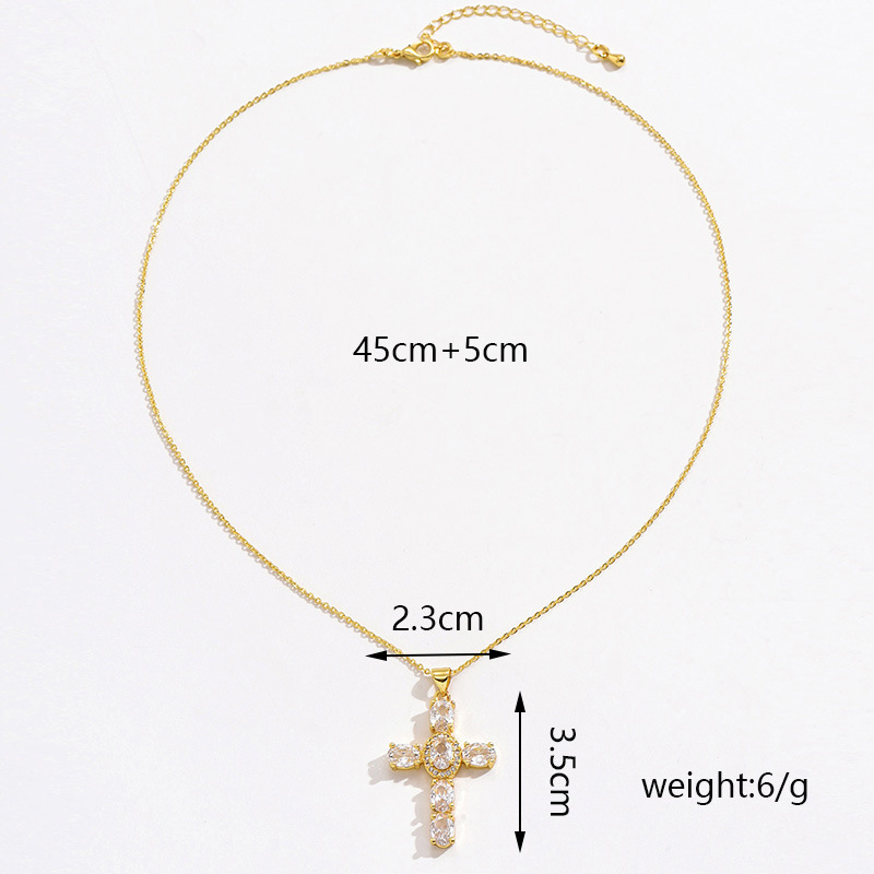 Basic Modern Style Classic Style Geometric Cross Alloy Copper Inlay Zircon Women's Pendant Necklace display picture 3