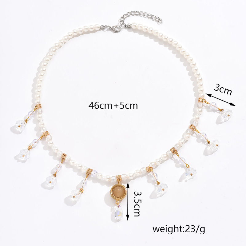 Elegant Lady Streetwear Tassel Flower Artificial Pearl Alloy Inlay Artificial Crystal Women's Pendant Necklace display picture 2