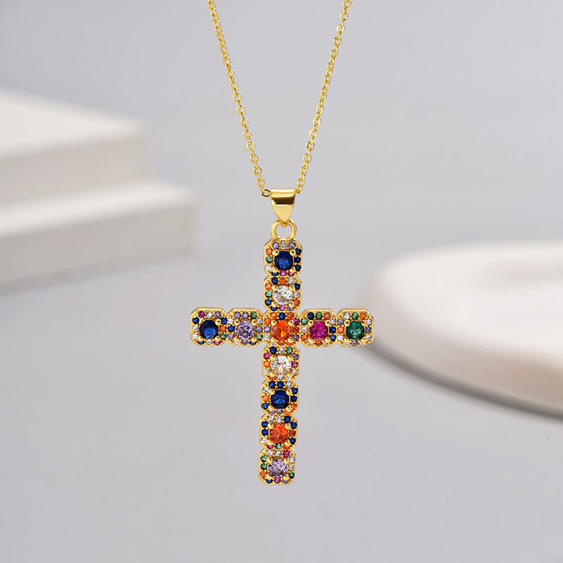 Basic Modern Style Classic Style Geometric Cross Alloy Copper Plating Women's Pendant Necklace display picture 6