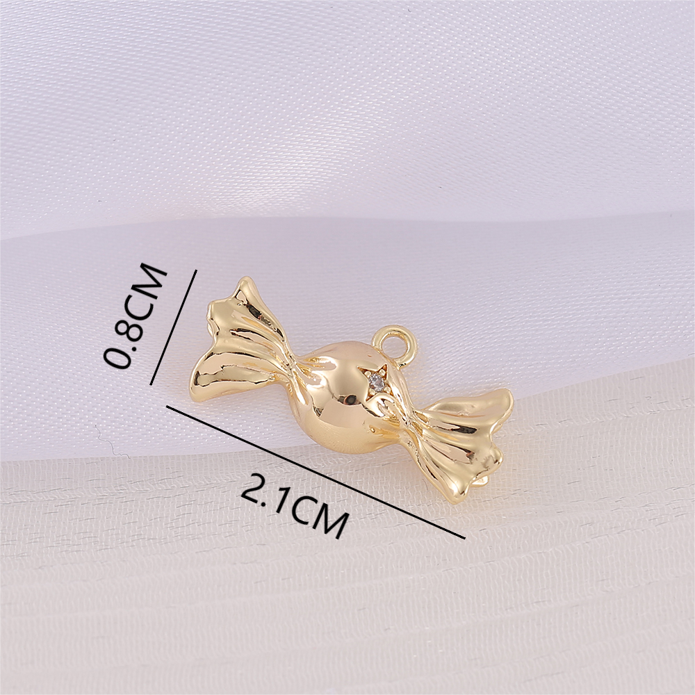 1 Piece 8 * 21mm Copper Zircon 18K Gold Plated Candy Polished Pendant display picture 2