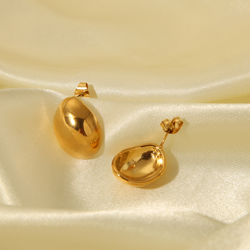 Edelstahl 304 18 Karat Vergoldet IG-Stil Klassischer Stil Polieren Überzug Irregulär Einfarbig Ohrringe Halskette display picture 3