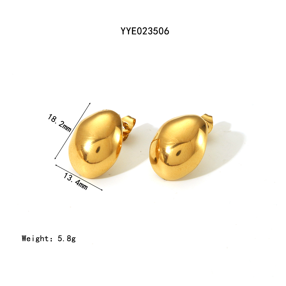 Edelstahl 304 18 Karat Vergoldet IG-Stil Klassischer Stil Polieren Überzug Irregulär Einfarbig Ohrringe Halskette display picture 8