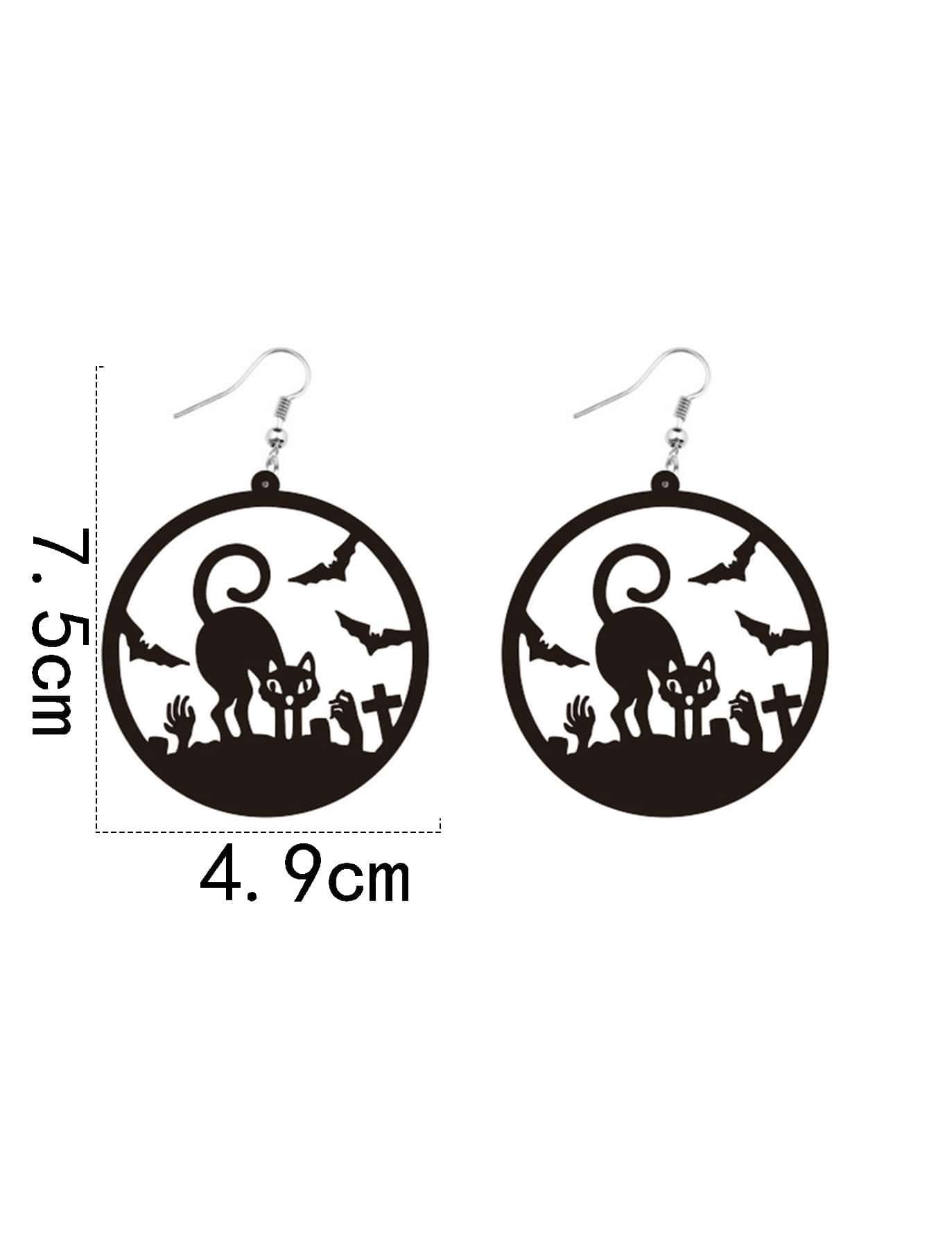1 Pair Gothic Cool Style Cat Spider Bat Arylic Drop Earrings display picture 5
