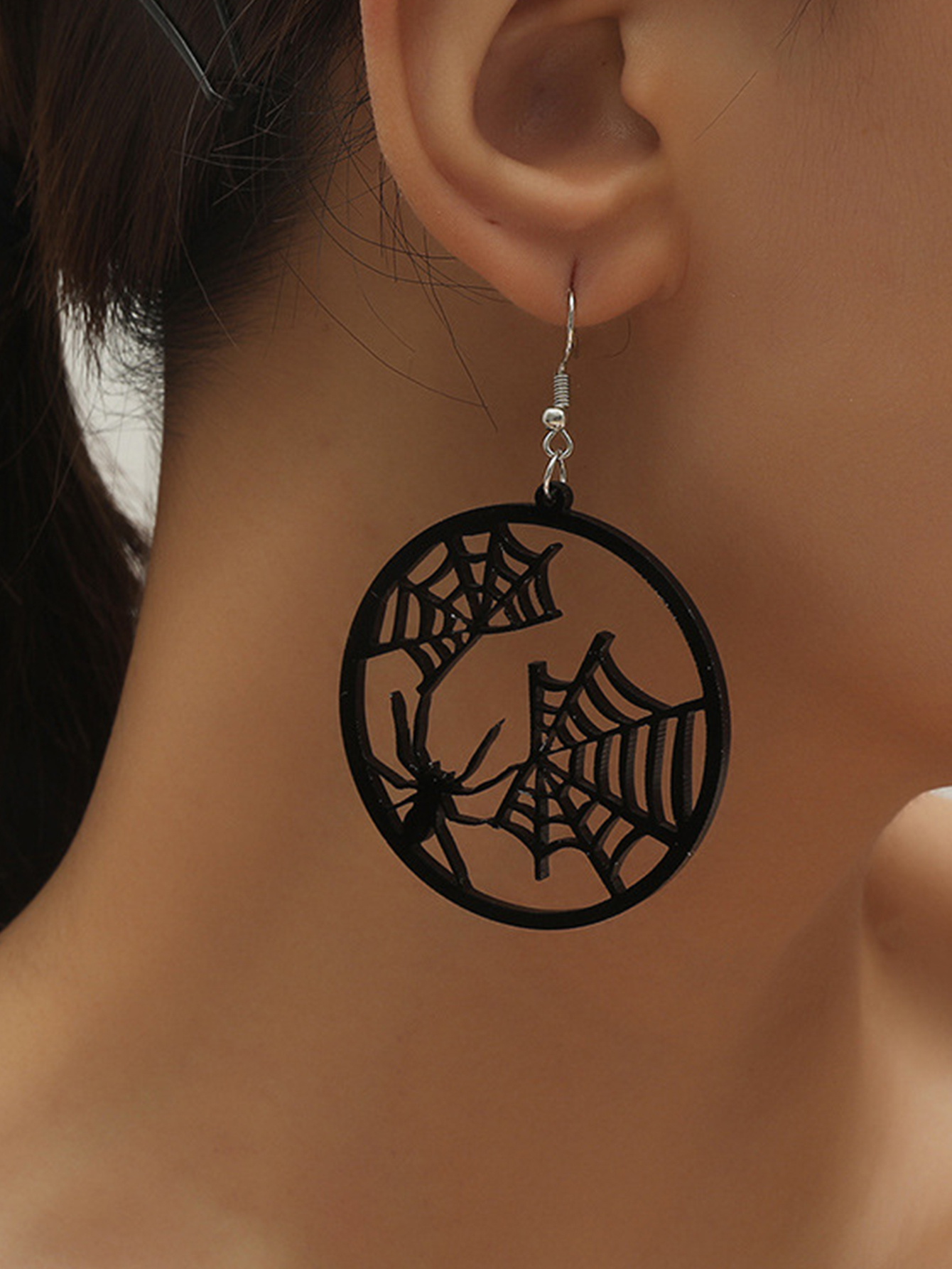 1 Pair Gothic Cool Style Cat Spider Bat Arylic Drop Earrings display picture 3