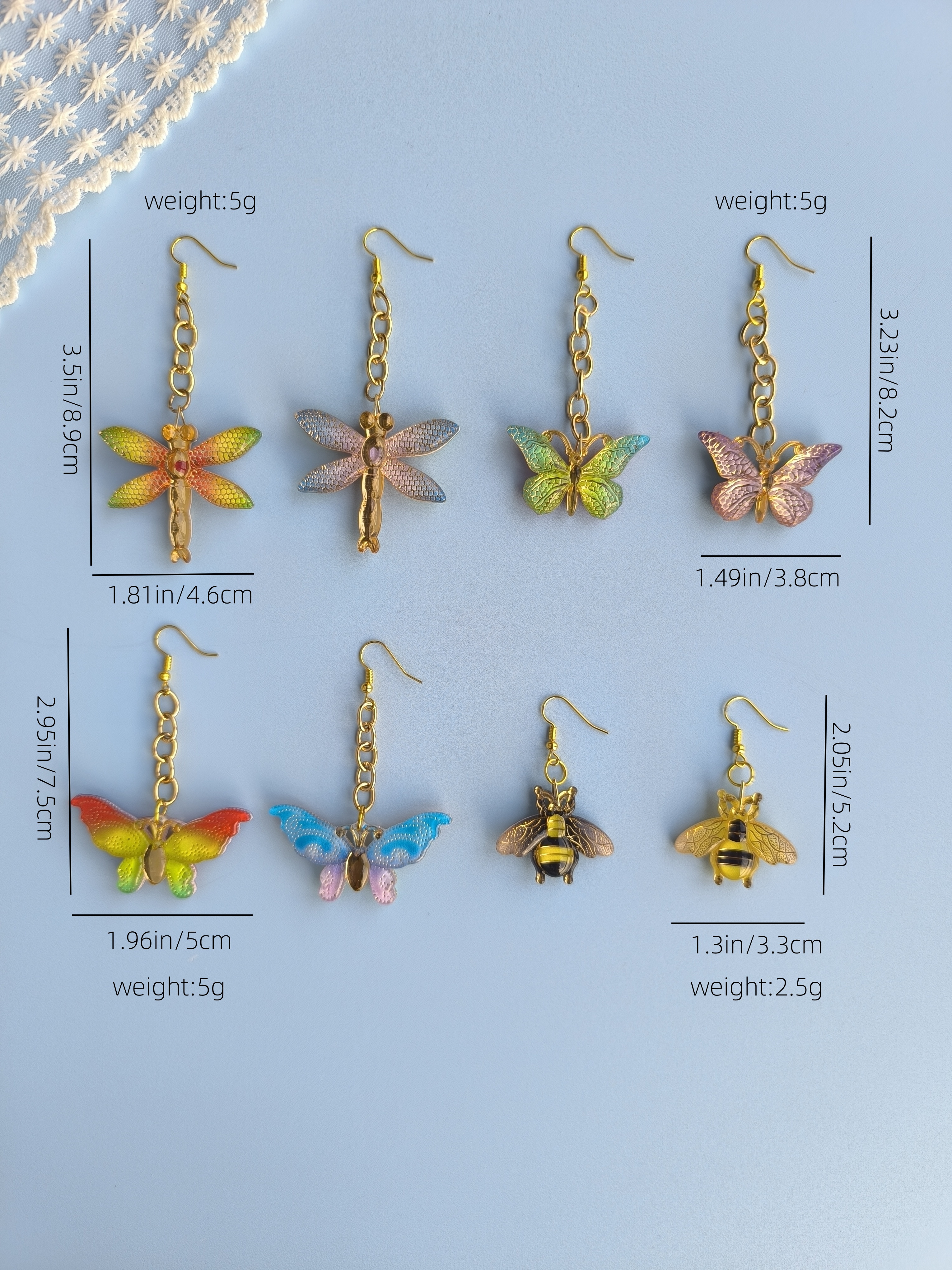 1 Piece Romantic Sweet Bee Dragonfly Butterfly Three-dimensional Alloy Resin Gold Plated Drop Earrings display picture 2