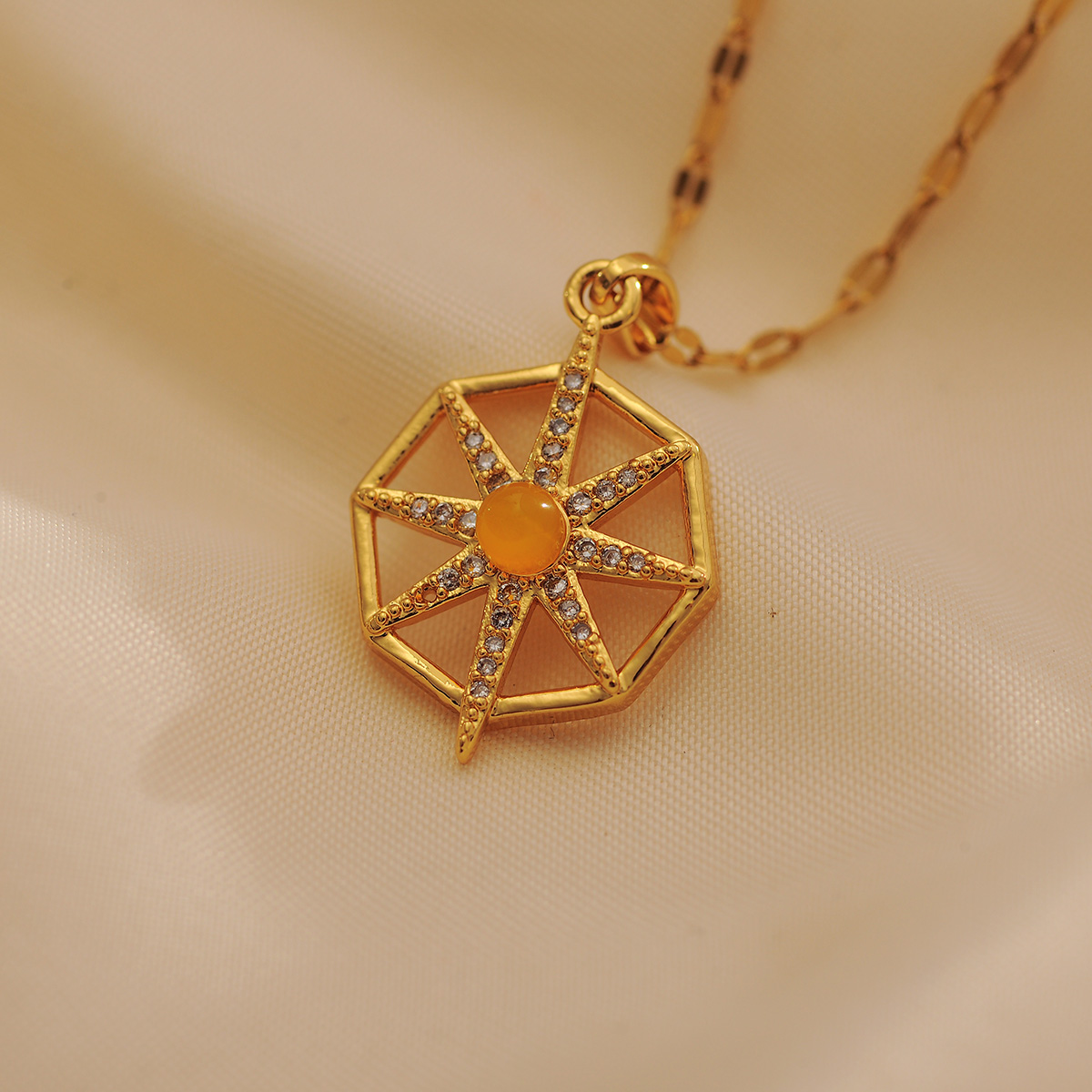 Wholesale IG Style Shiny Geometric Copper Inlay 18K Gold Plated Beads Zircon Pendant Necklace display picture 8