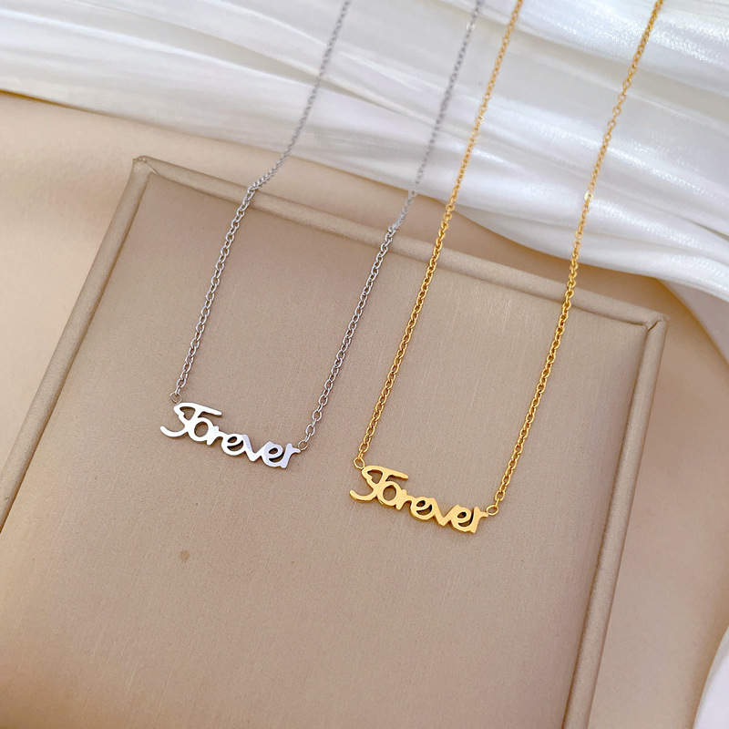 Titanium Steel Sweet Simple Style Letter Necklace display picture 6
