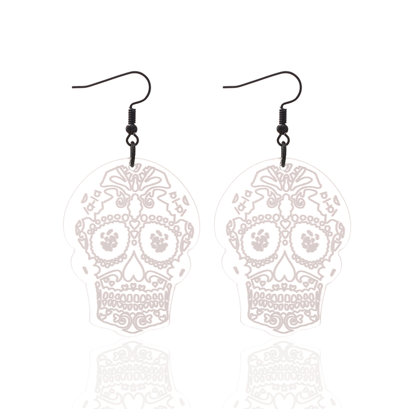 1 Pair Casual Vintage Style Simple Style Skull Transparent Arylic Drop Earrings display picture 4